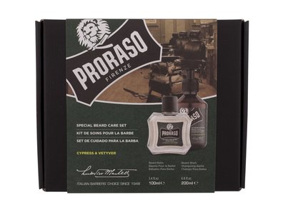 PRORASO Cypress & Vetyver Special Beard Care Set Szampon do włosów 200 ml & Vetyver 200 ml + Beard Oil Cypress & Vetyver 100 ml 